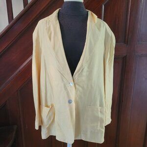 Women's WINTER SILKS Yellow 100% Silk Blazer Jacket Size XL P